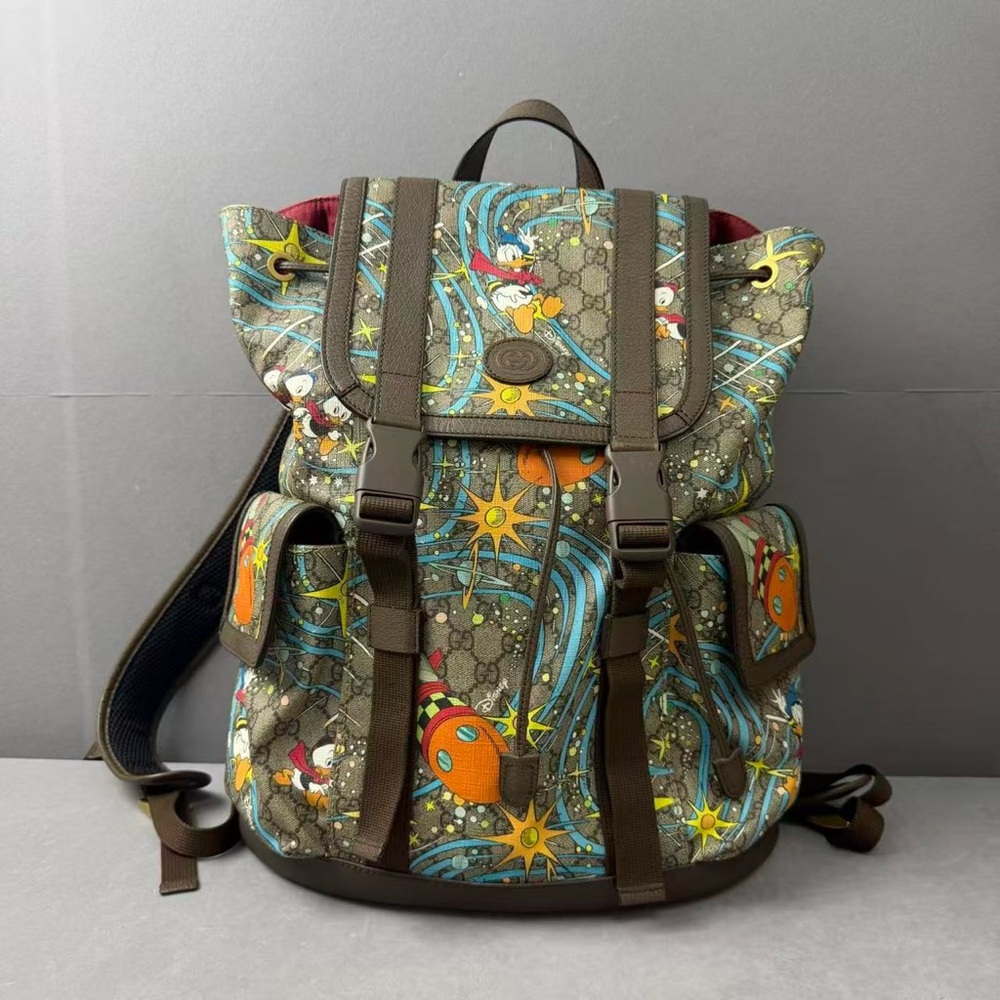 ❌sold❌🚩steal Gucci Brown and Blue Patterned Backpack
